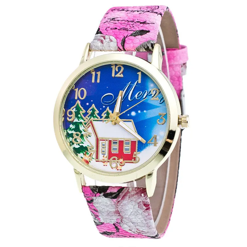 Watch Christmas Pattern Watch Leather Band Analog Quartz Watches Saat Orologi Donna Horloges Vrouwen Feida 4