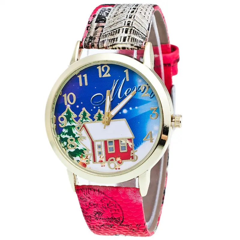 Watch Christmas Pattern Watch Leather Band Analog Quartz Watches Saat Orologi Donna Horloges Vrouwen Feida 5