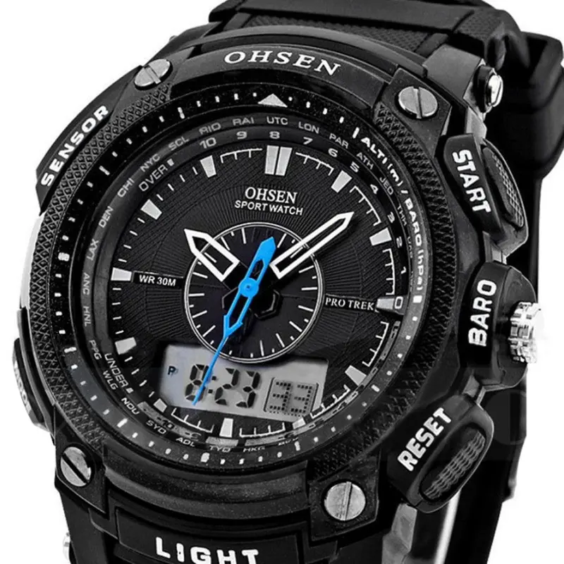 Watch Digital Lcd Day Alarmmilitary Sport Rubber Watch Black Water Proof Worldwise 1