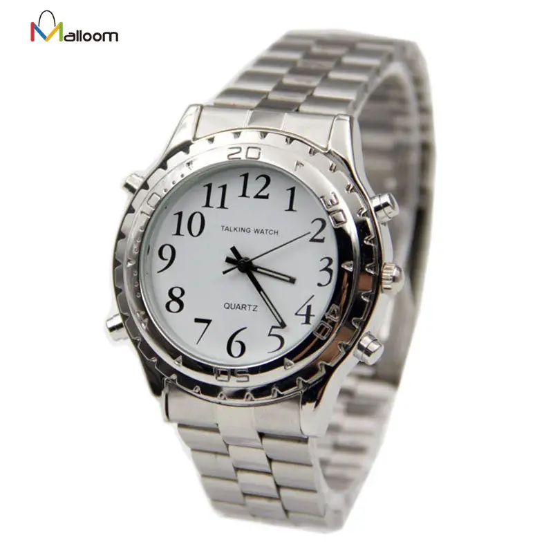 Watch English Talking Clock Stainless Steel For Blind Or Visually Impaired Watches Men Women Relogio Masculino 2