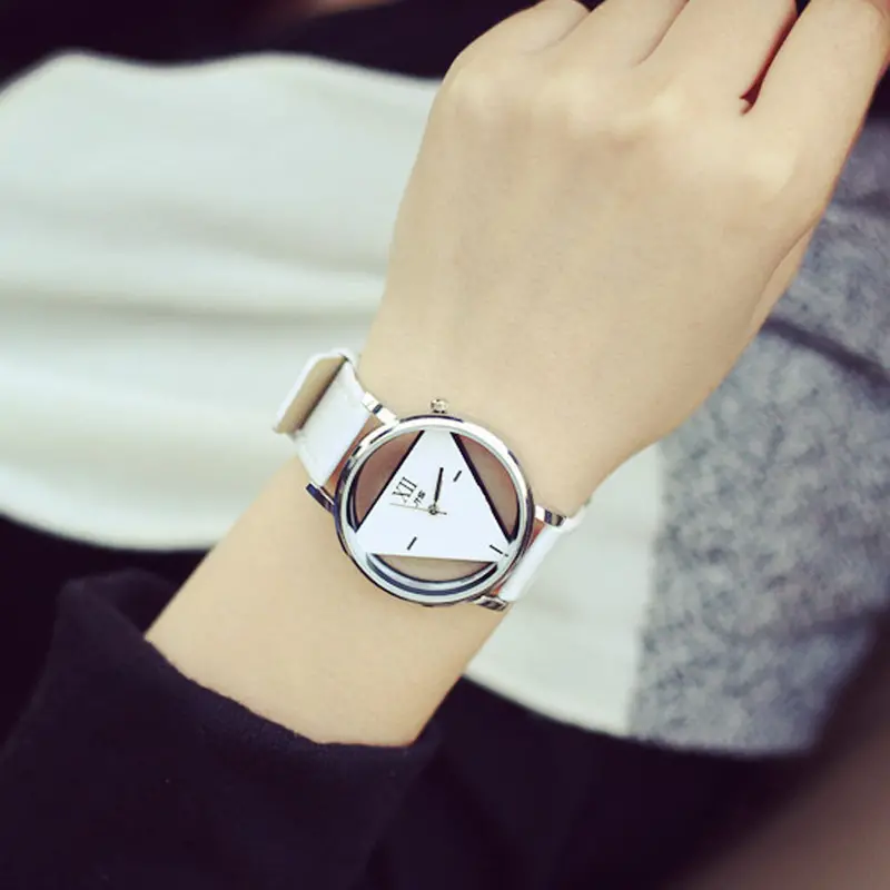 Watch Lovers Unique Hollowedout Triangular Clock Dial Quartz Watches Relogio Masculino Montre Gift 2