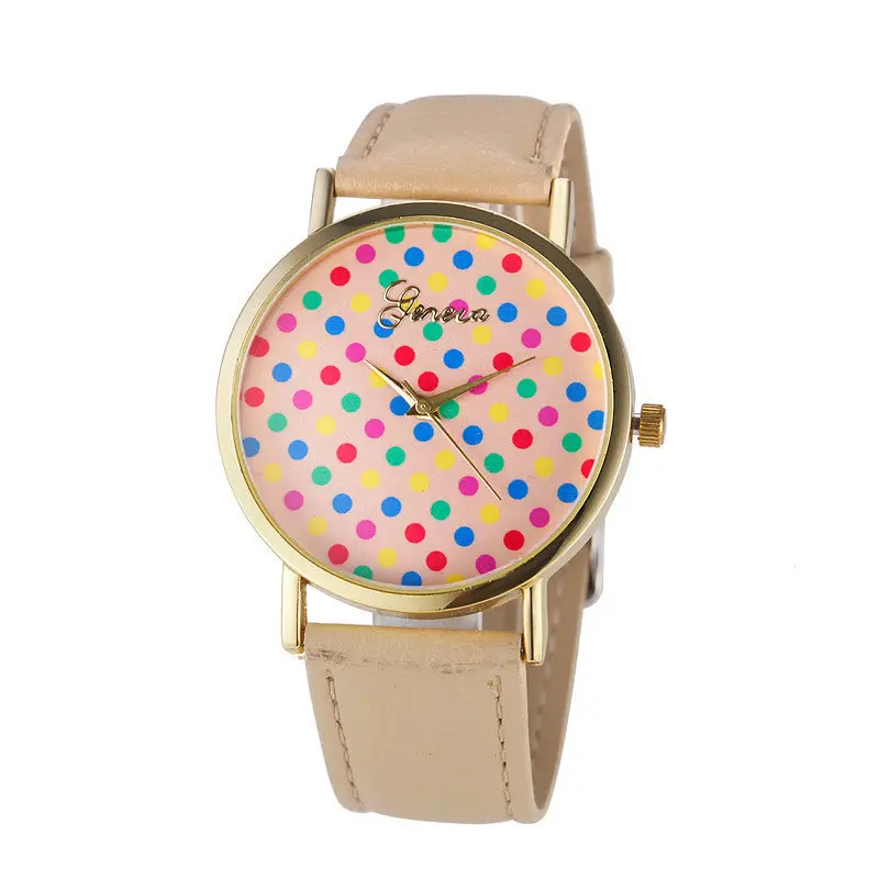 Watch Luxury Watch Women Colored Dots Analog Leather Quartz Watches Gifts 1