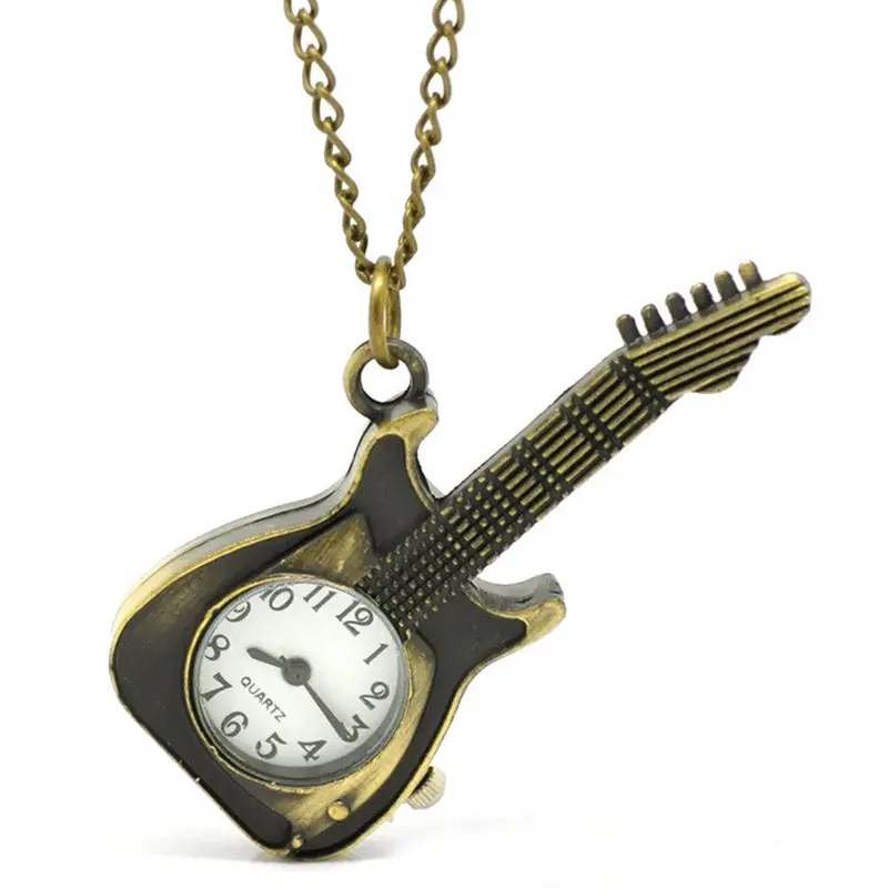 Watch Pocket Guitar Shape Pocket Quartz Keyring Watch Keychain Pendant Gifts Feida 1