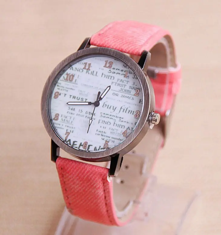 Watch Spaper Design Pu Leather Watch Women Men Quartz Hour Women Dress Wristwatch 1