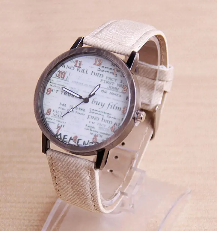 Watch Spaper Design Pu Leather Watch Women Men Quartz Hour Women Dress Wristwatch 4
