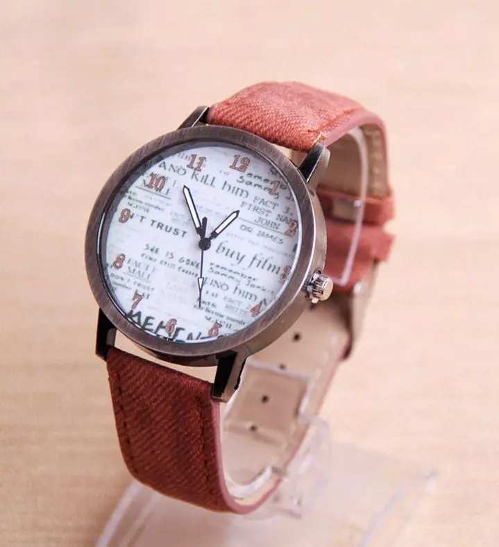 Watch Spaper Design Pu Leather Watch Women Men Quartz Hour Women Dress Wristwatch 6