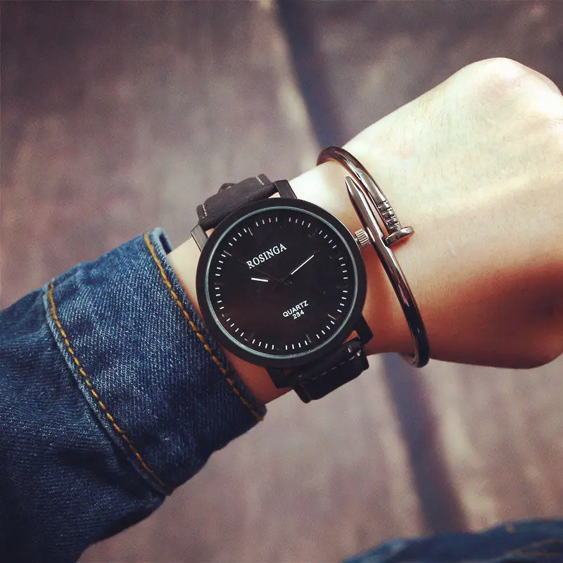 Watch Steel Case Men Women Leather Quartz Analog Wrist Watch Brown Horloge Saat Women Bracelet Watch Relogio Feminino 3