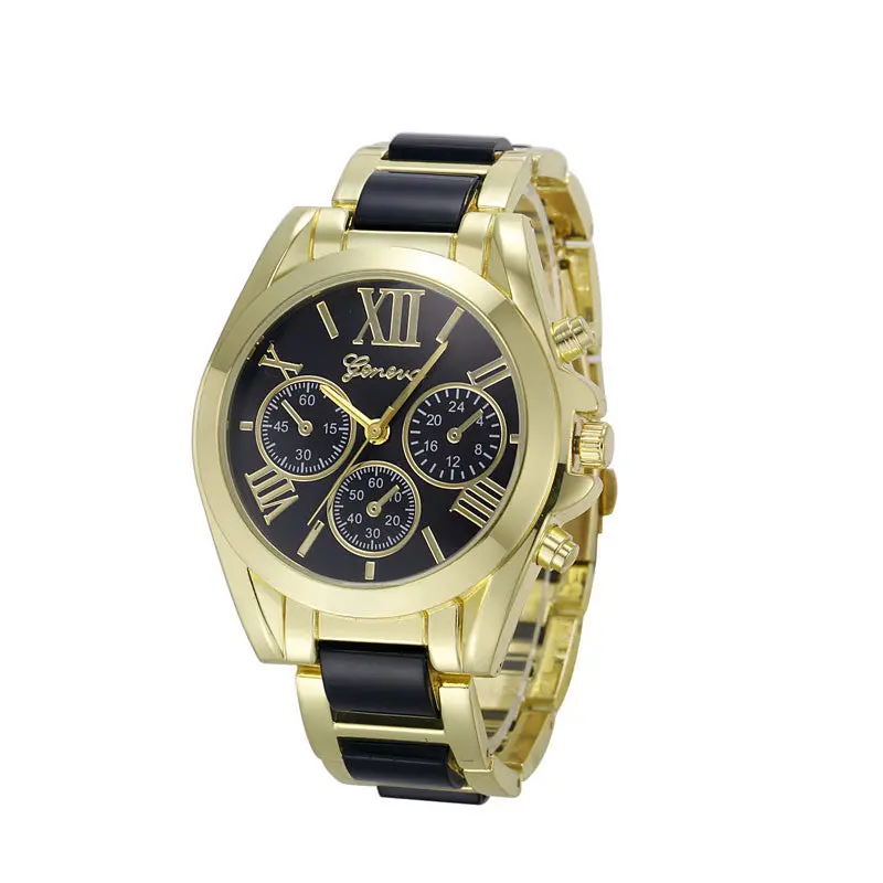 Watch Woman Geneva Watch Roman Numeral Gold Metal Watch Girl Stainless Steel Rhinestone Quartz Watch 10 Colors 1