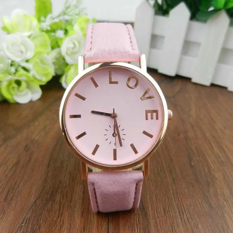 Watch Woman Love Pattern Print Dress Watch Girl Leather Band Analog Quartz Vogue Wristwatch Masculino Relogio Feminino 1