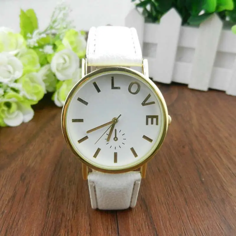 Watch Woman Love Pattern Print Dress Watch Girl Leather Band Analog Quartz Vogue Wristwatch Masculino Relogio Feminino 2