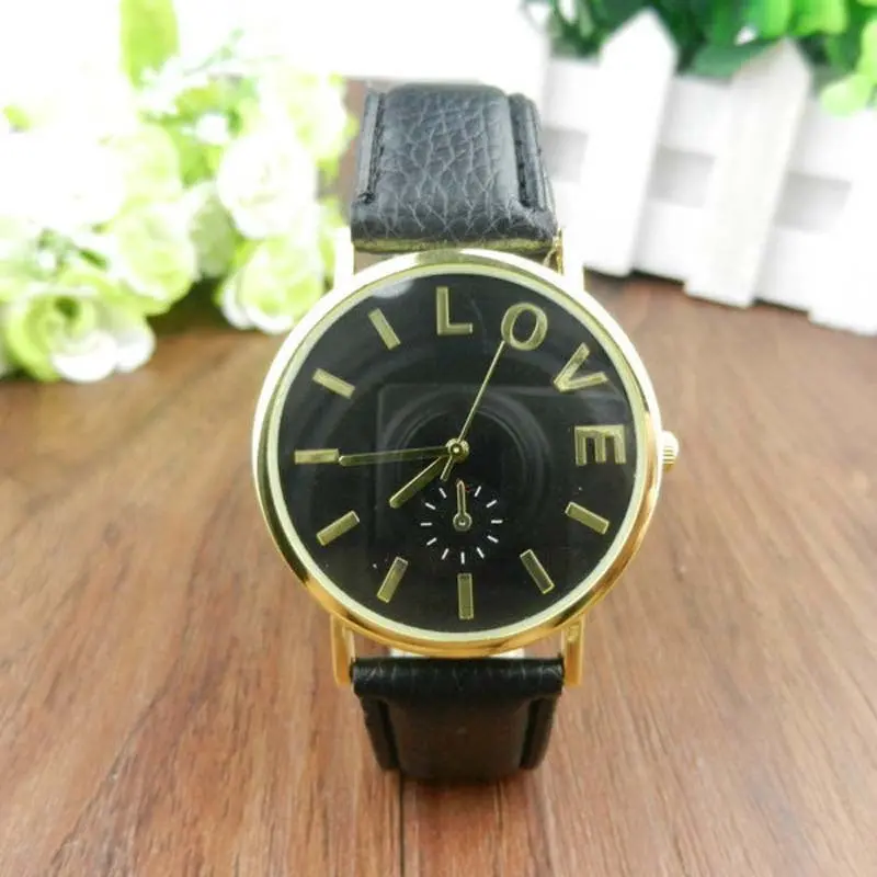 Watch Woman Love Pattern Print Dress Watch Girl Leather Band Analog Quartz Vogue Wristwatch Masculino Relogio Feminino 3