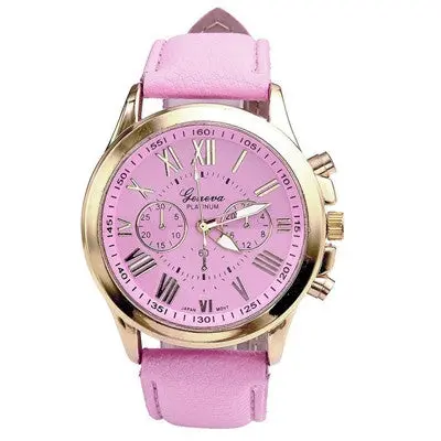 Watch Women Clock Dress Watches Geneva Roman Numerals Faux Pu Leather Elegant Analog Quartz Relogio Feminino 1