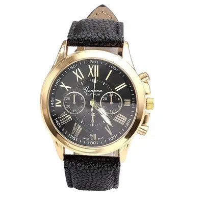 Watch Women Clock Dress Watches Geneva Roman Numerals Faux Pu Leather Elegant Analog Quartz Relogio Feminino 2