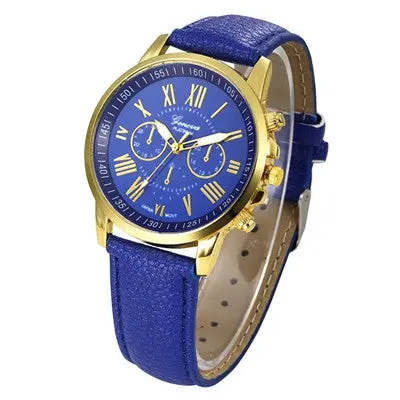 Watch Women Clock Dress Watches Geneva Roman Numerals Faux Pu Leather Elegant Analog Quartz Relogio Feminino 4