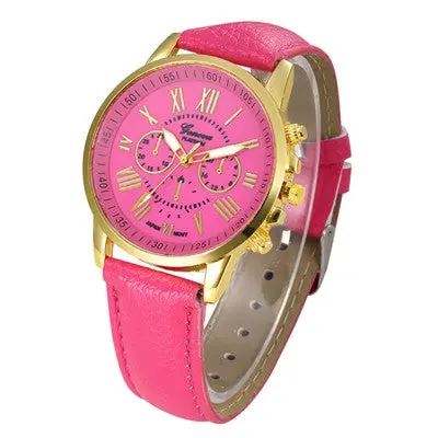 Watch Women Clock Dress Watches Geneva Roman Numerals Faux Pu Leather Elegant Analog Quartz Relogio Feminino 6
