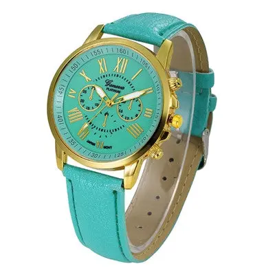 Watch Women Clock Dress Watches Geneva Roman Numerals Faux Pu Leather Elegant Analog Quartz Relogio Feminino 7
