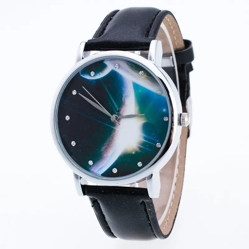 Watch Women Famous Time Pattern Leather Band Analog Quartz Vogue Watch Gifts For Men Dropshipping Feida 1