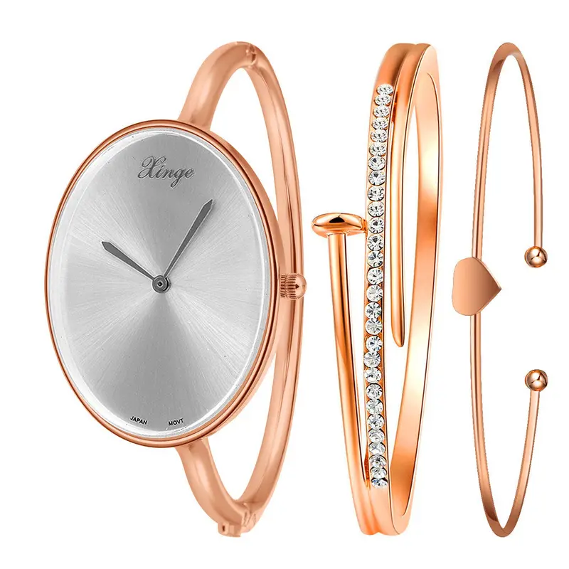 Watch Women Gold Rhinestone Bangle Bracelet Watch And Bracelet Set Relogio Feminino Ladies Watch Feida 1
