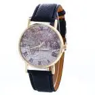 Watch Women Map Pattern Dress Clock Pu Leather Bracelet Relogio Feminino Gift 2