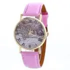 Watch Women Map Pattern Dress Clock Pu Leather Bracelet Relogio Feminino Gift 5