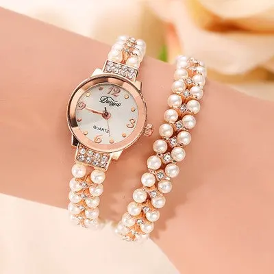 Watch Women Pearl Crystal Bracelet Watches Bling Crystal Girls Dress Watch Relogio Mujer Luxury Gifts 2