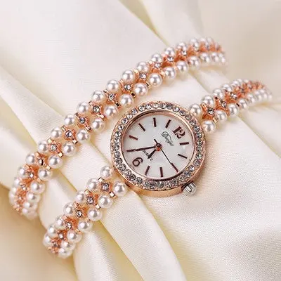 Watch Women Pearl Crystal Bracelet Watches Bling Crystal Girls Dress Watch Relogio Mujer Luxury Gifts 3