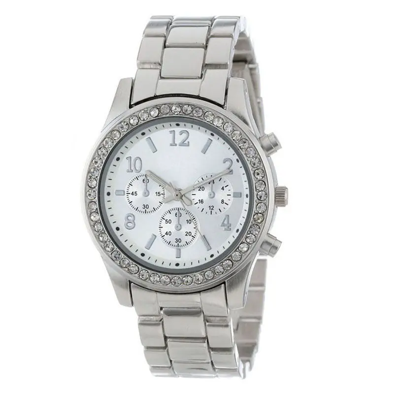 Watch Women Rhinestone Crystal Silver Dress Clock Relogio Feminino Elegant Ladies Stainless Steel Band Famous Gift 2