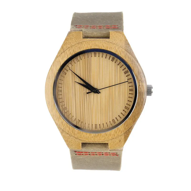 Watches Bamboo Wood Wooden Watch Genuine Leather Band 1