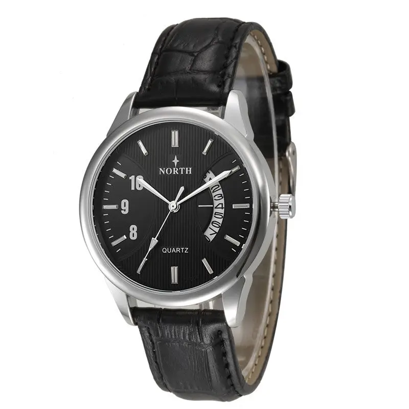 Watches Clock Men North Mens Genuine Leather Band Analog Quartz Calendar Wrist Watch Watches Feida 5