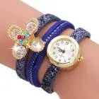 Watches For Girls Flower Analog Quartz Watch Women Luxury Crystal Dial Leather Band Bracelet Watch Reloj Mujer 2