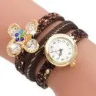 Watches For Girls Flower Analog Quartz Watch Women Luxury Crystal Dial Leather Band Bracelet Watch Reloj Mujer 3