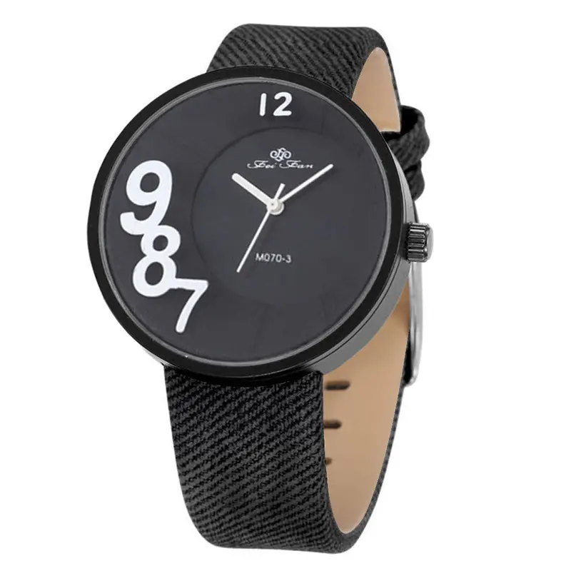 Watches Funny Number Leather Strap Creative Analog Clocks Dress Wristwatches Quartz Watches Reloj Hombre 2