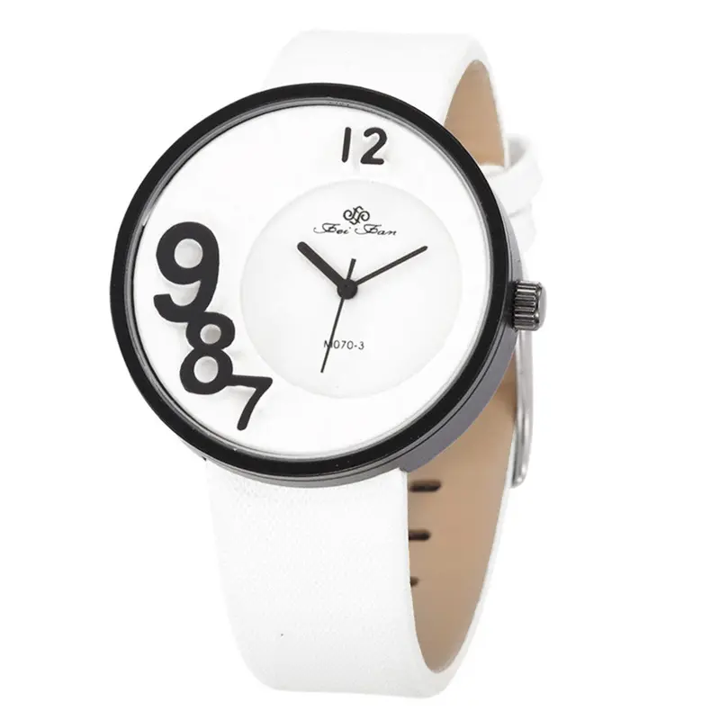 Watches Funny Number Leather Strap Creative Analog Clocks Dress Wristwatches Quartz Watches Reloj Hombre 3