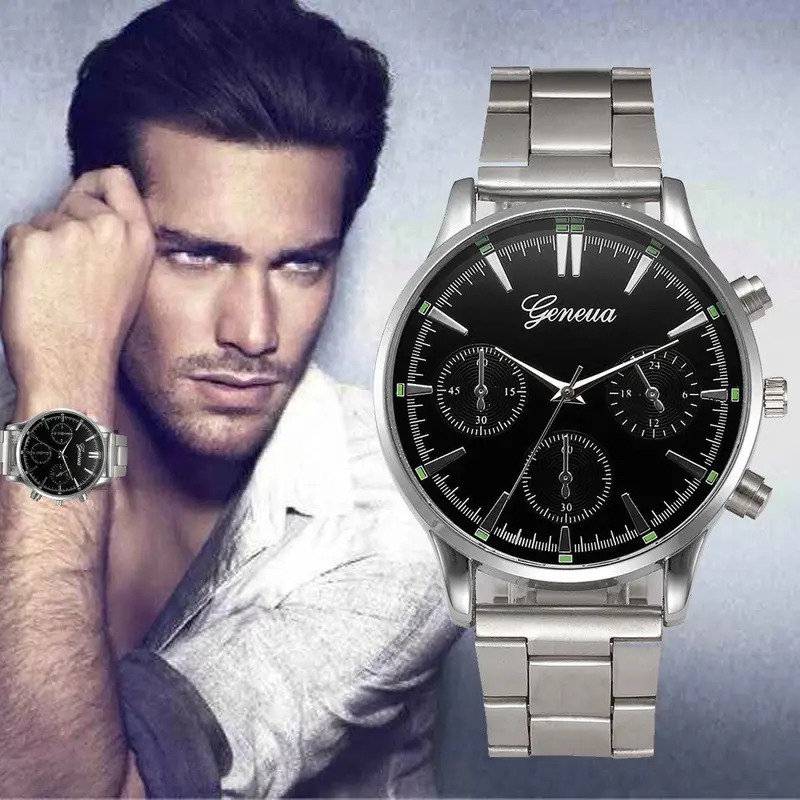 Watches Luxury Man Women Crystal Stainless Steel Analog Quartz Wrist Watch Geneva Mens Wristwatch 1