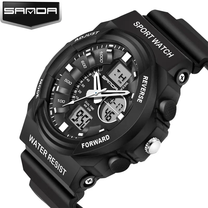 Watches Luxury Sport Waterproof Mens Lcd Digital Analog Quartz Date Alarm Wrist Watch Feida 1