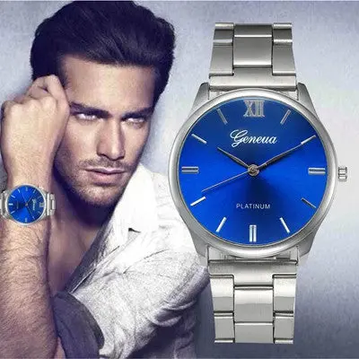 Watches Men Geneva Top Luxury Relogio Masculino Military Army Silver Clock Stainless Steel Band Analog Quartz Watch 1