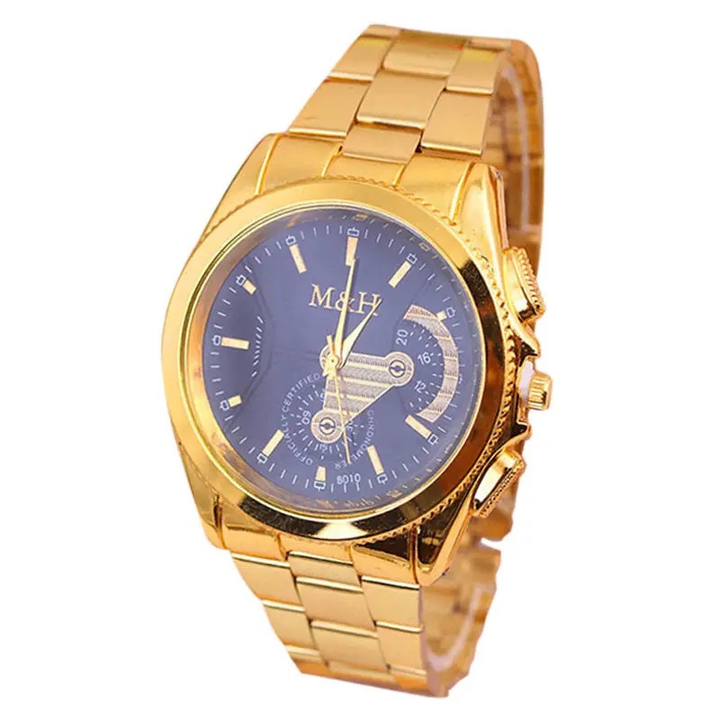 Watches Men Luxury Gold Watch Hour Bracelet Dial Stainless Steel Quartz Analog Wristwatch Feida 1