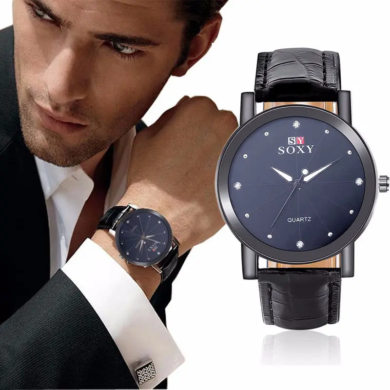 Watches Men Luxury Top Soxy Clock Leather Wrist Watch Business Casual Dress Watches Relogio Masculino 1