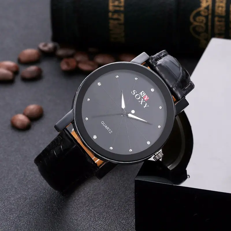 Watches Men Luxury Top Soxy Clock Leather Wrist Watch Business Casual Dress Watches Relogio Masculino 2