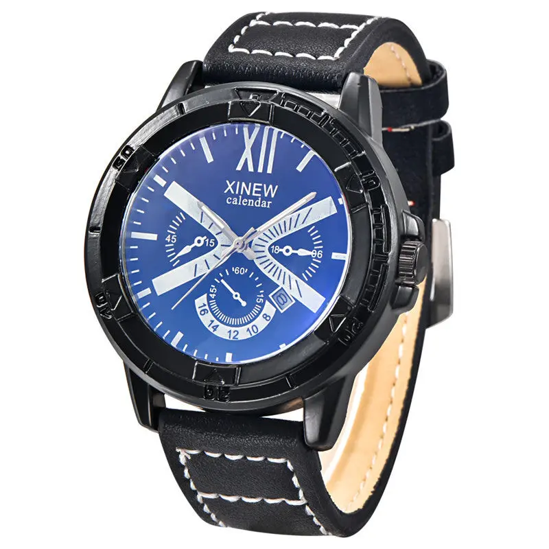 Watches Men Luxury Xi Pu Leather Watch Men's Military Sport Analog Quartz-Watch Relogio Masculino Feida 1