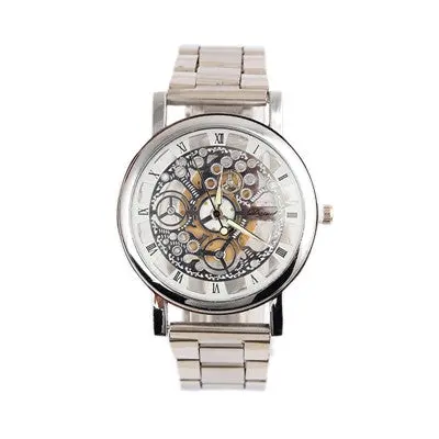Watches Men Top Luxury Golden Silver Stainless Steel Strip Military Army Clock Mechanical Gear Watchrelogio Masculino 2