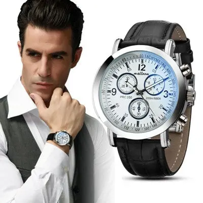 Watches Men Top Luxury Military Army Clock Pu Leather Mens Blue Ray Glass Analog Watch Relogio Masculino 4