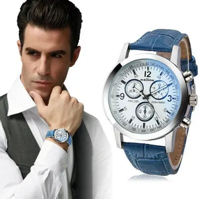 Watches Men Top Luxury Military Army Clock Pu Leather Mens Blue Ray Glass Analog Watch Relogio Masculino 6