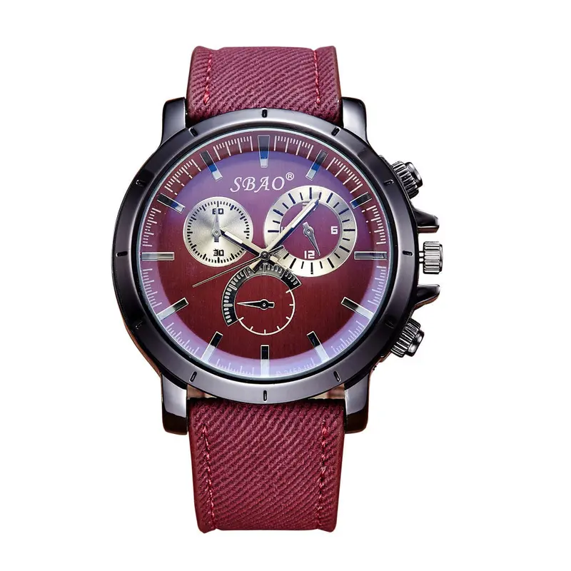 Watches Men's Leather Band Stainless Steel Sport Quartz Wrist Watch Relogio Masculino Feida 2