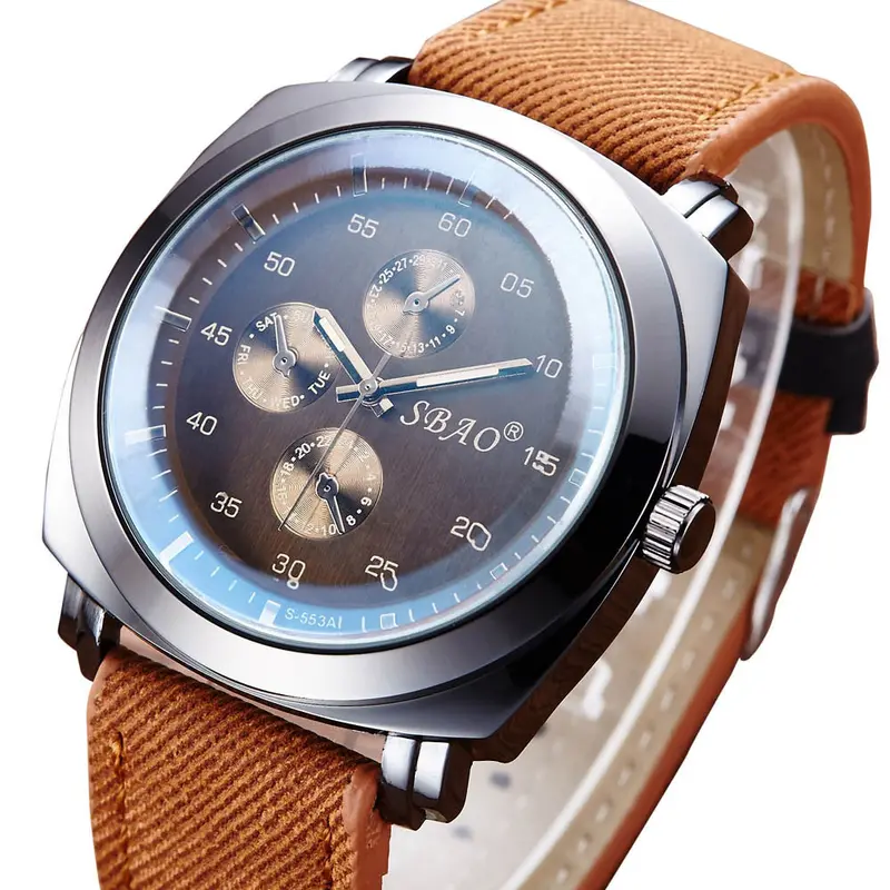 Watches Mens Watches Top Luxury Leather Band Stainless Steel Sport Quartz Watch Men Wrist Watch Famous 1