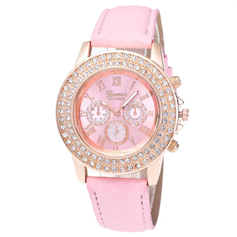 Watches Women Geneva Candy Color And Crystal Bling Watch Luxury Montre Ladies Wrist Watch Girl Gift Pink Feida 6