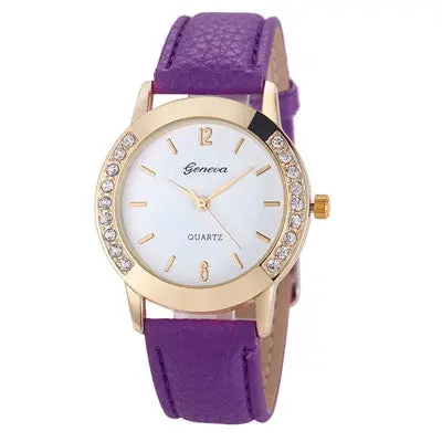 Watches Women Geneva Leather Watch Women Crystal Dress Relogio Analog Quartz Feminino Reloj Montre Hours 10