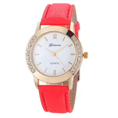 Watches Women Geneva Leather Watch Women Crystal Dress Relogio Analog Quartz Feminino Reloj Montre Hours 11