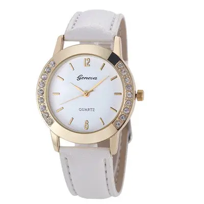 Watches Women Geneva Leather Watch Women Crystal Dress Relogio Analog Quartz Feminino Reloj Montre Hours 2