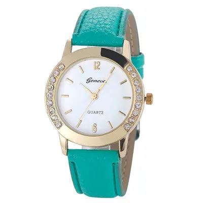 Watches Women Geneva Leather Watch Women Crystal Dress Relogio Analog Quartz Feminino Reloj Montre Hours 6